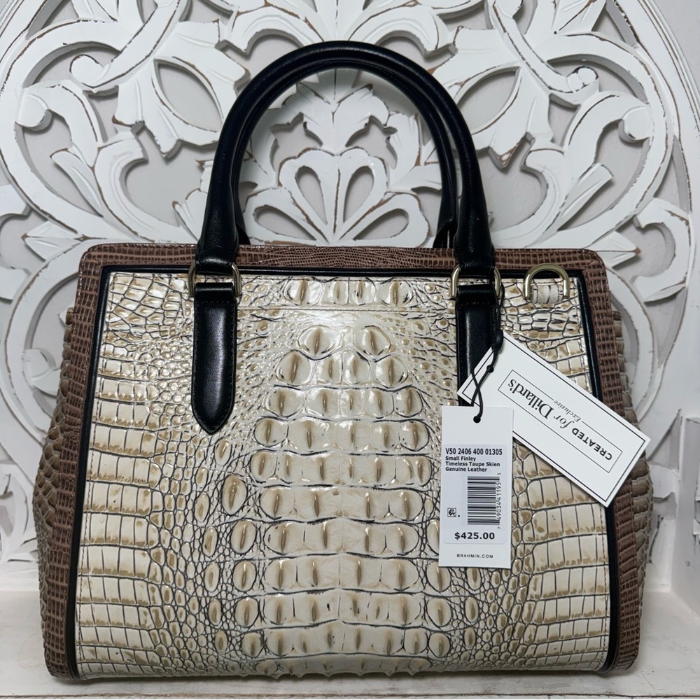 Brahmin Small Finley Satchel Timeless Taupe Skien Melbourne Leather - Picture 7 of 10